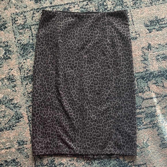 Liverpool Charcoal Leopard Pencil Skirt - Picture 1 of 3